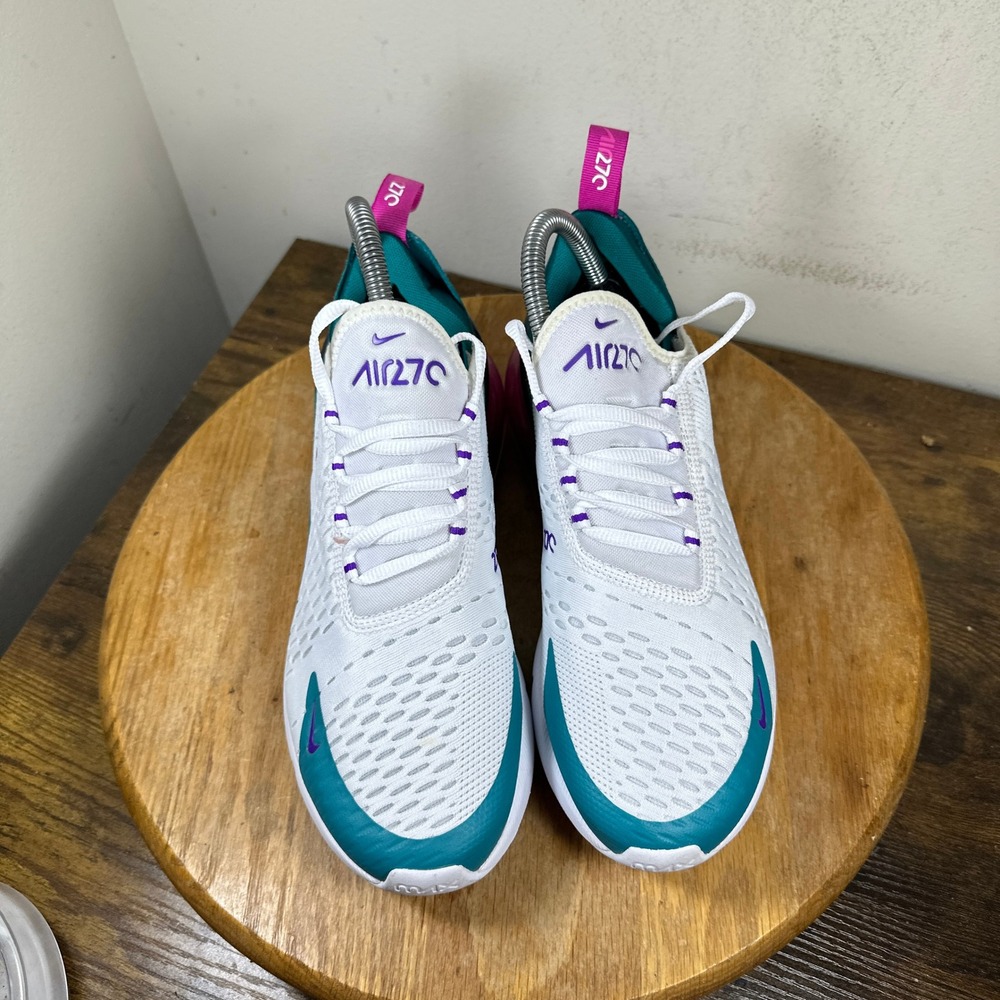 Nike Air Max 270 Womens White Teal Purple Pink Running Shoes CW7061-100 Size 8 - Picture 6 of 8